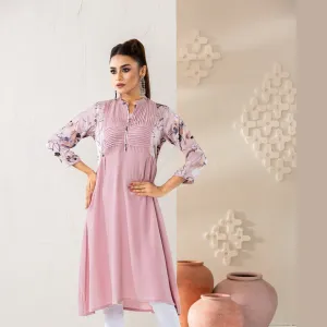 Women Light Pink Printed Kurti