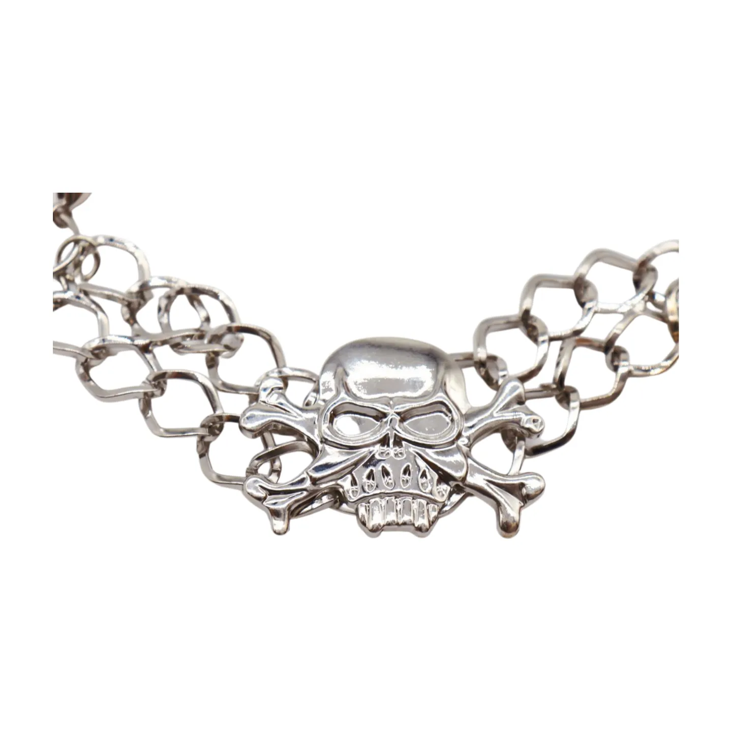 Women Silver Metal Bracelet Skeleton Skull Charm