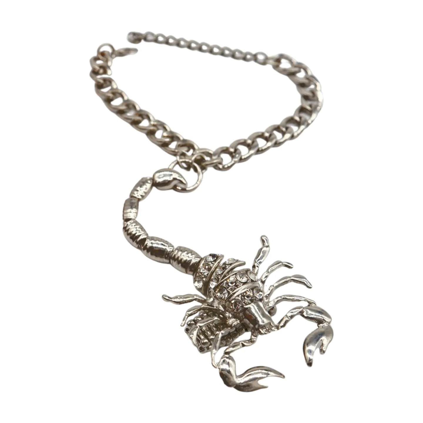 Women Silver Wrist Hand Chain Bracelet Scorpion Connected Ring One Size