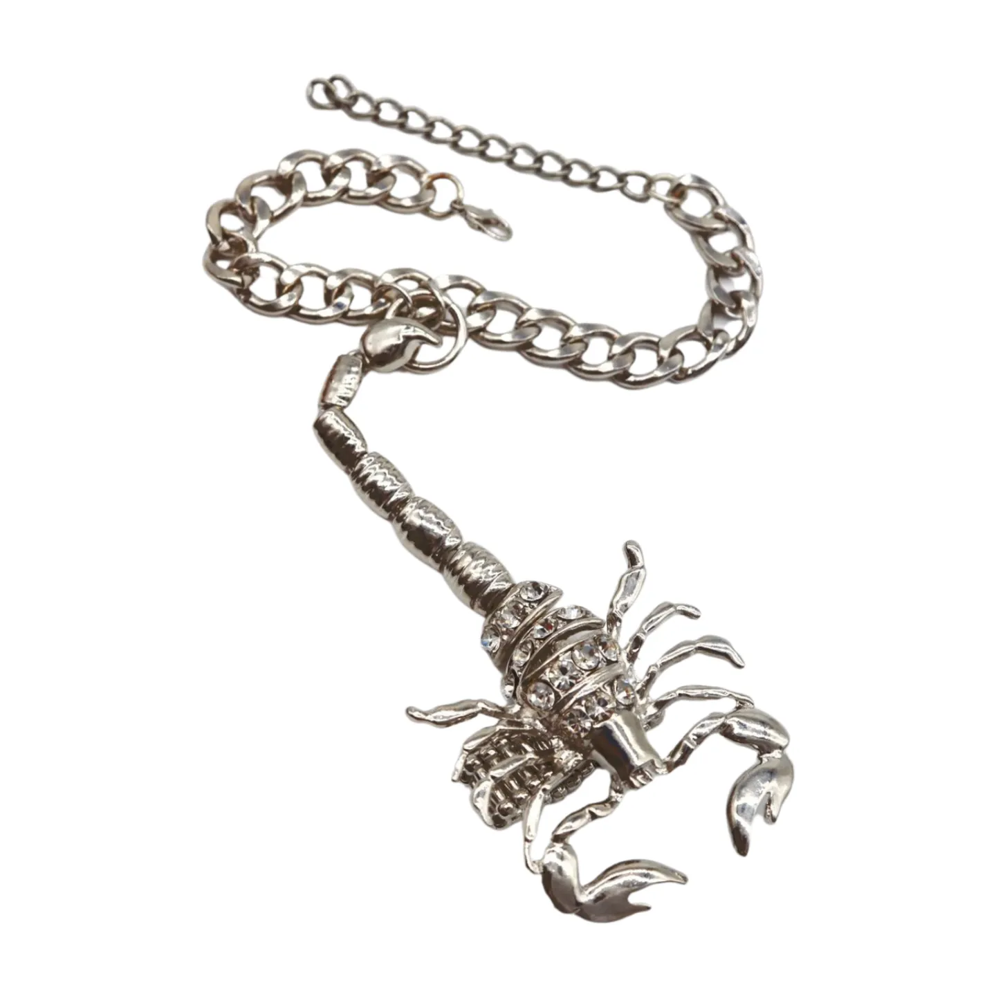 Women Silver Wrist Hand Chain Bracelet Scorpion Connected Ring One Size