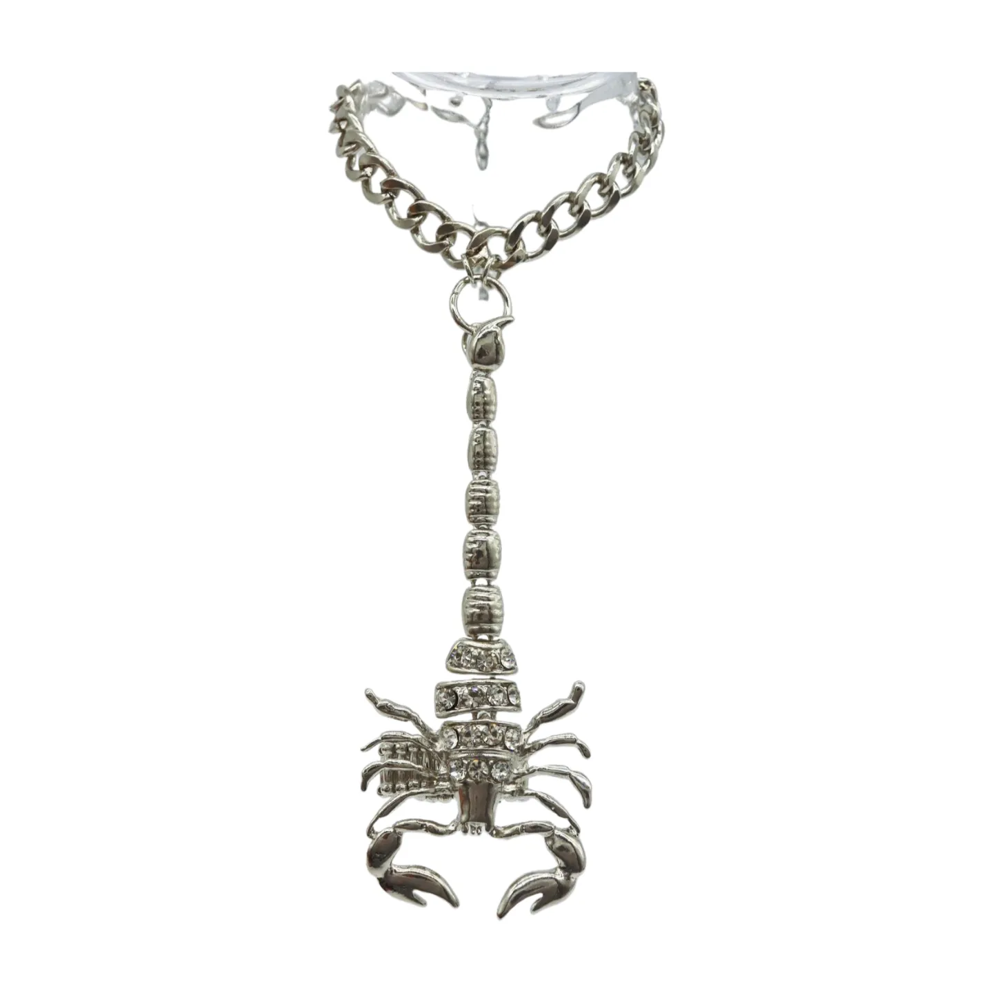 Women Silver Wrist Hand Chain Bracelet Scorpion Connected Ring One Size
