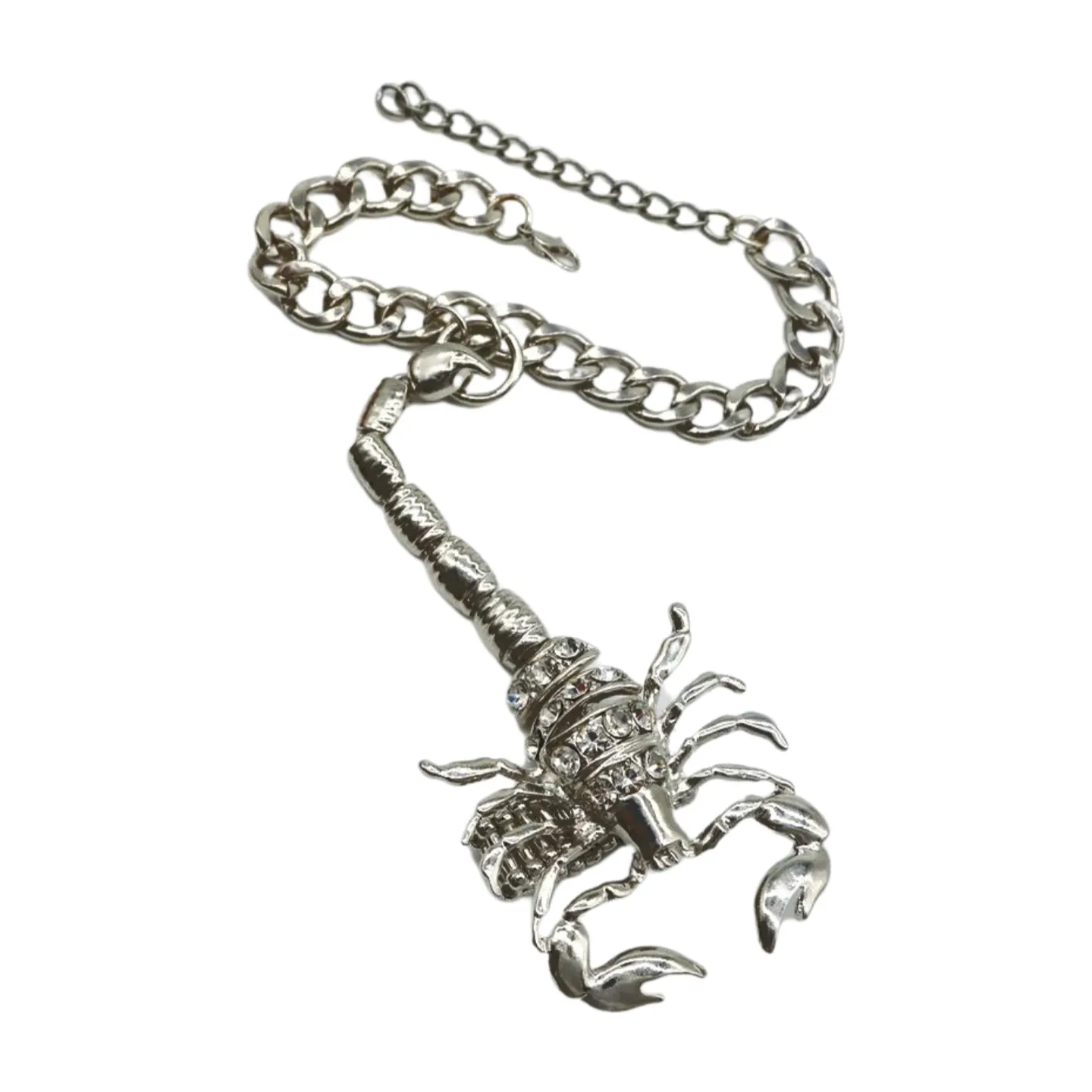 Women Silver Wrist Hand Chain Bracelet Scorpion Connected Ring One Size