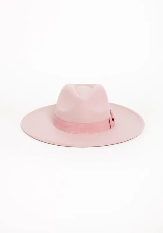 Women's Wide Brim Ribbon Fedora Hat