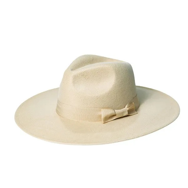 Women's Wide Brim Ribbon Fedora Hat