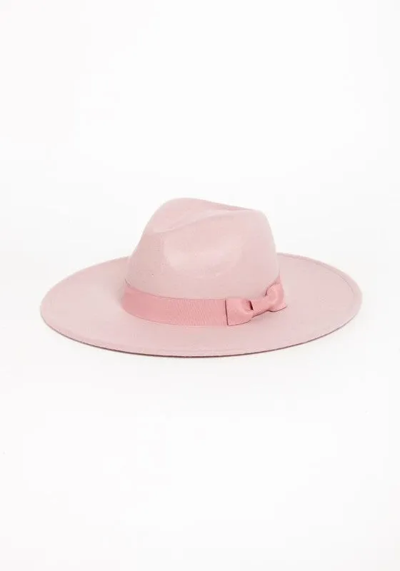 Women's Wide Brim Ribbon Fedora Hat