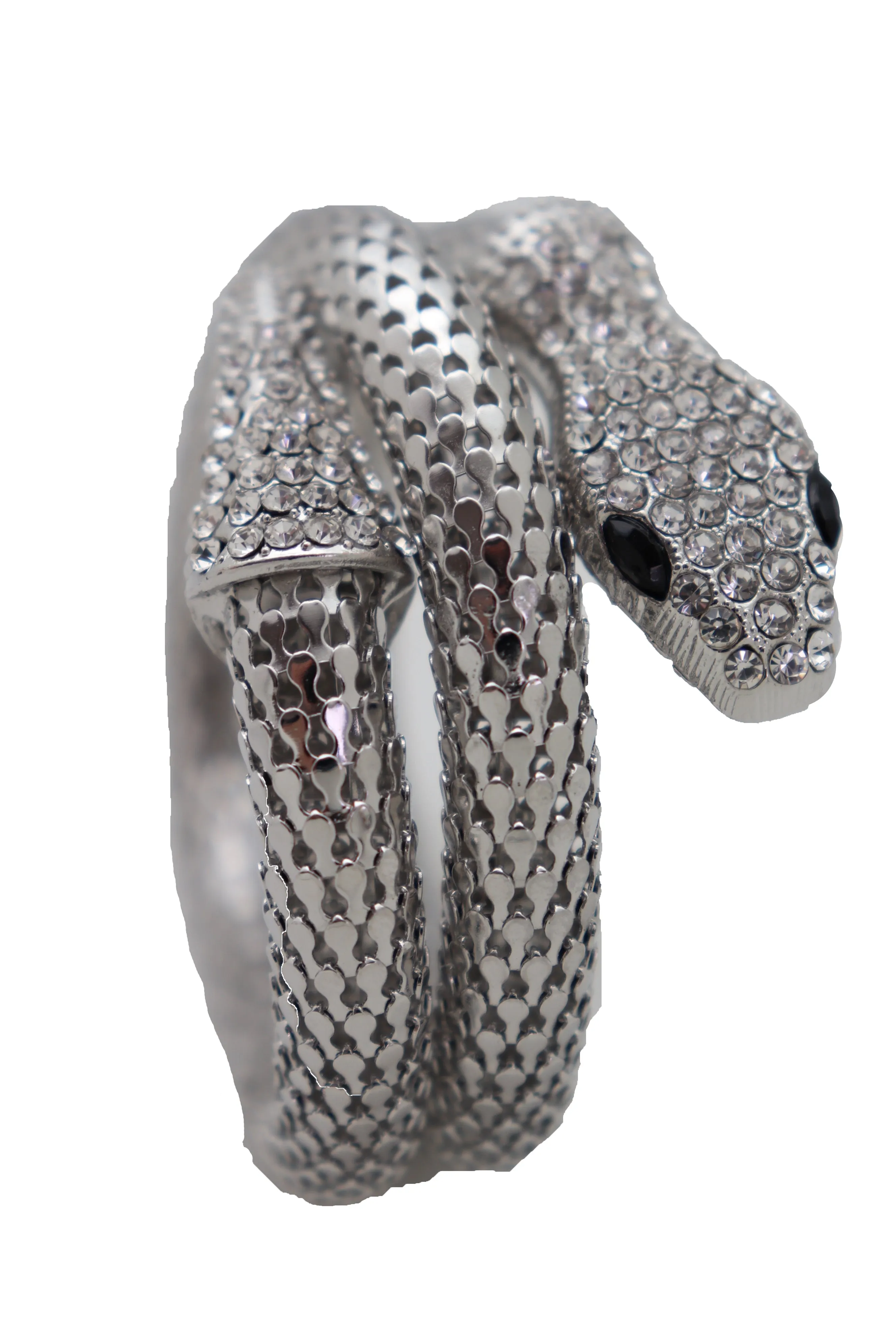 Wrist Bangle Bracelet Silver Color Metal Wrap Around Snake