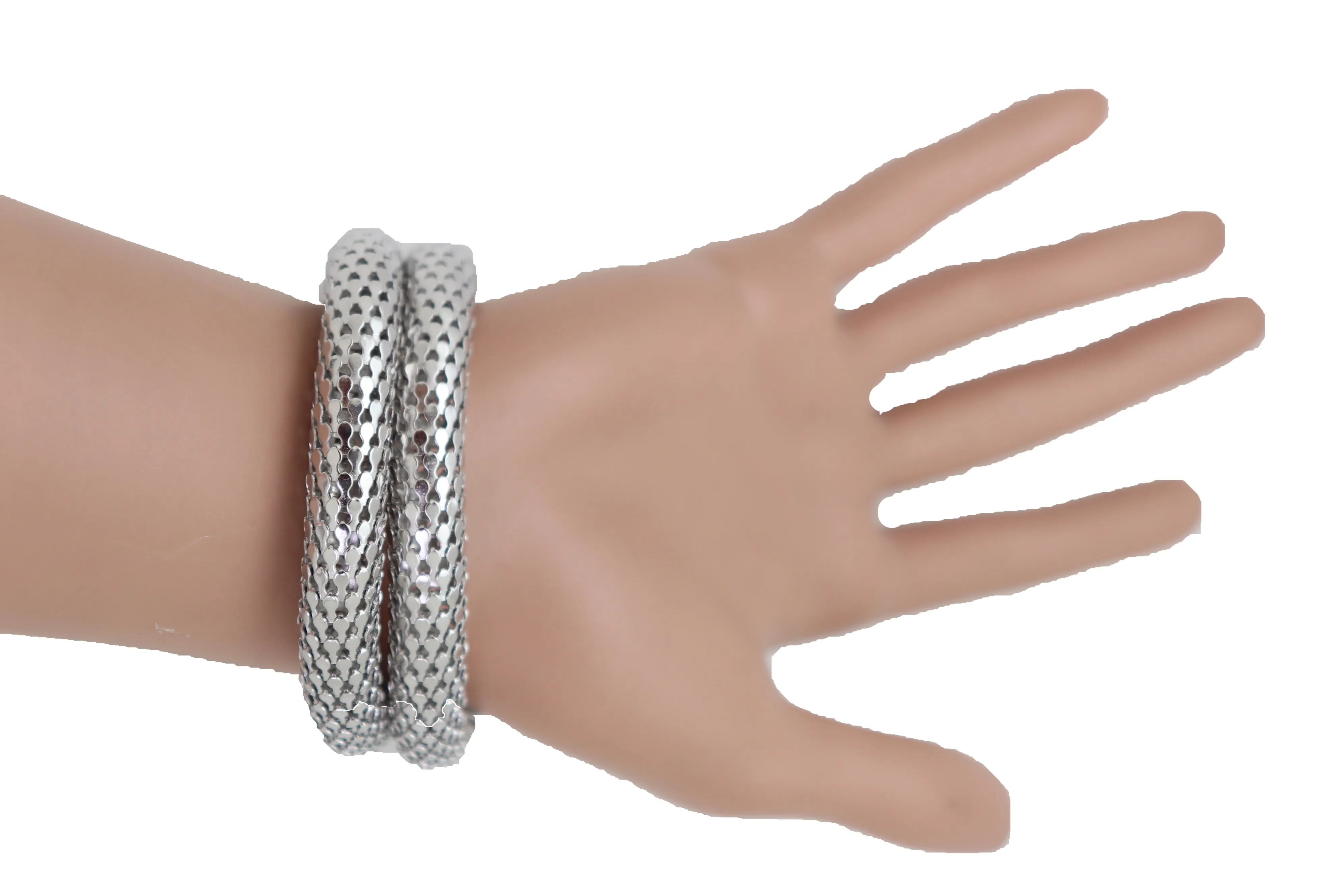 Wrist Bangle Bracelet Silver Color Metal Wrap Around Snake
