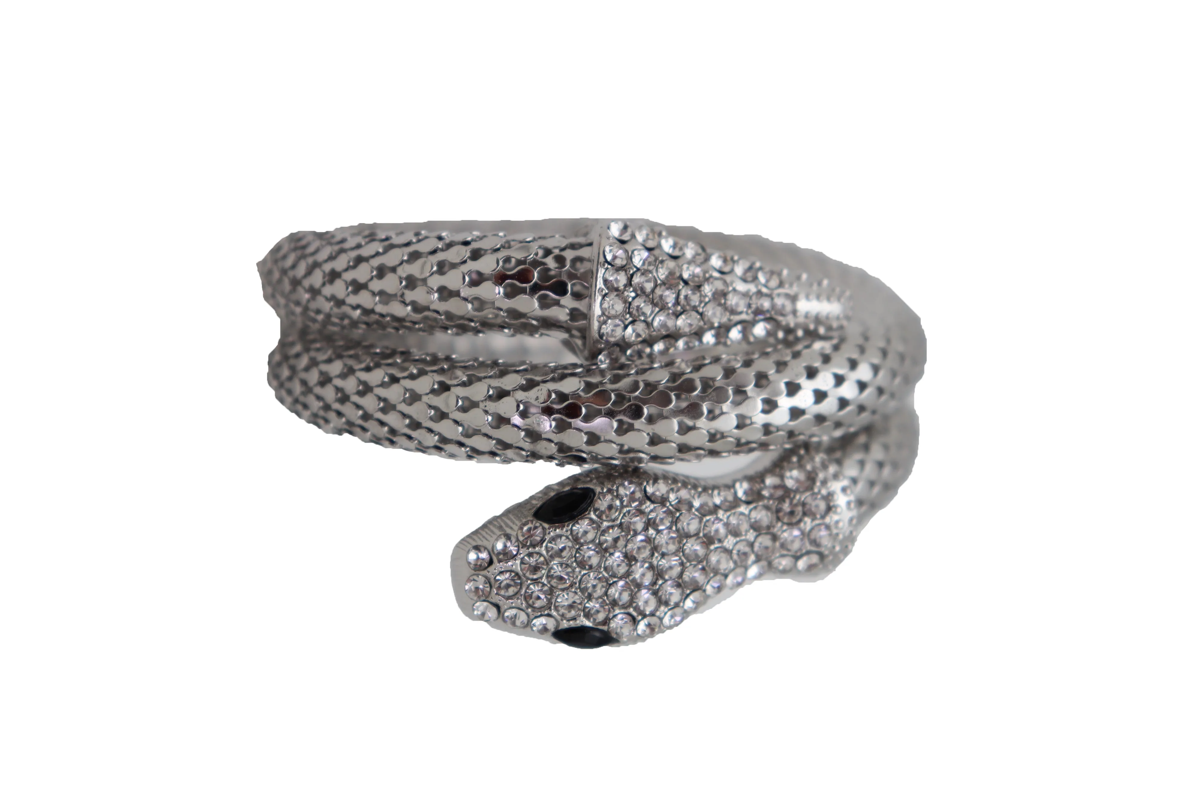 Wrist Bangle Bracelet Silver Color Metal Wrap Around Snake