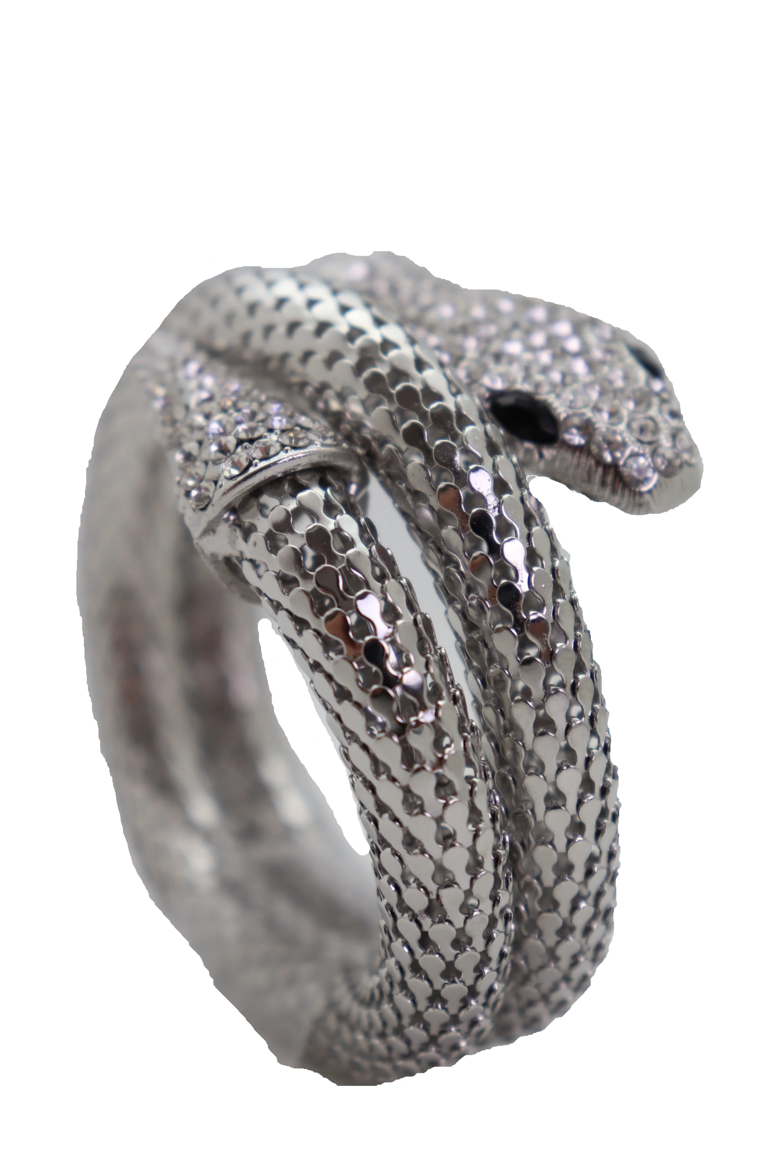 Wrist Bangle Bracelet Silver Color Metal Wrap Around Snake