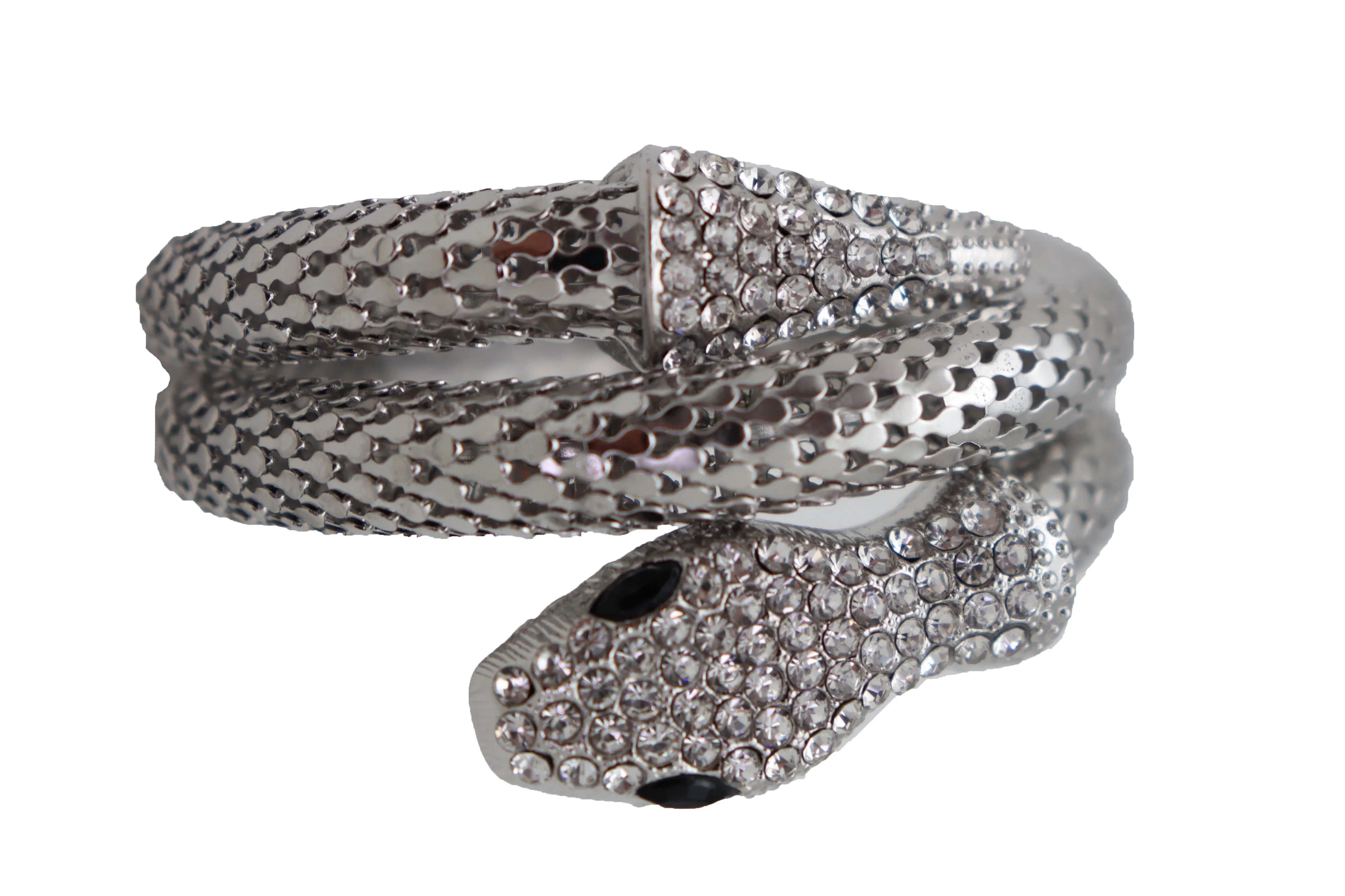 Wrist Bangle Bracelet Silver Color Metal Wrap Around Snake
