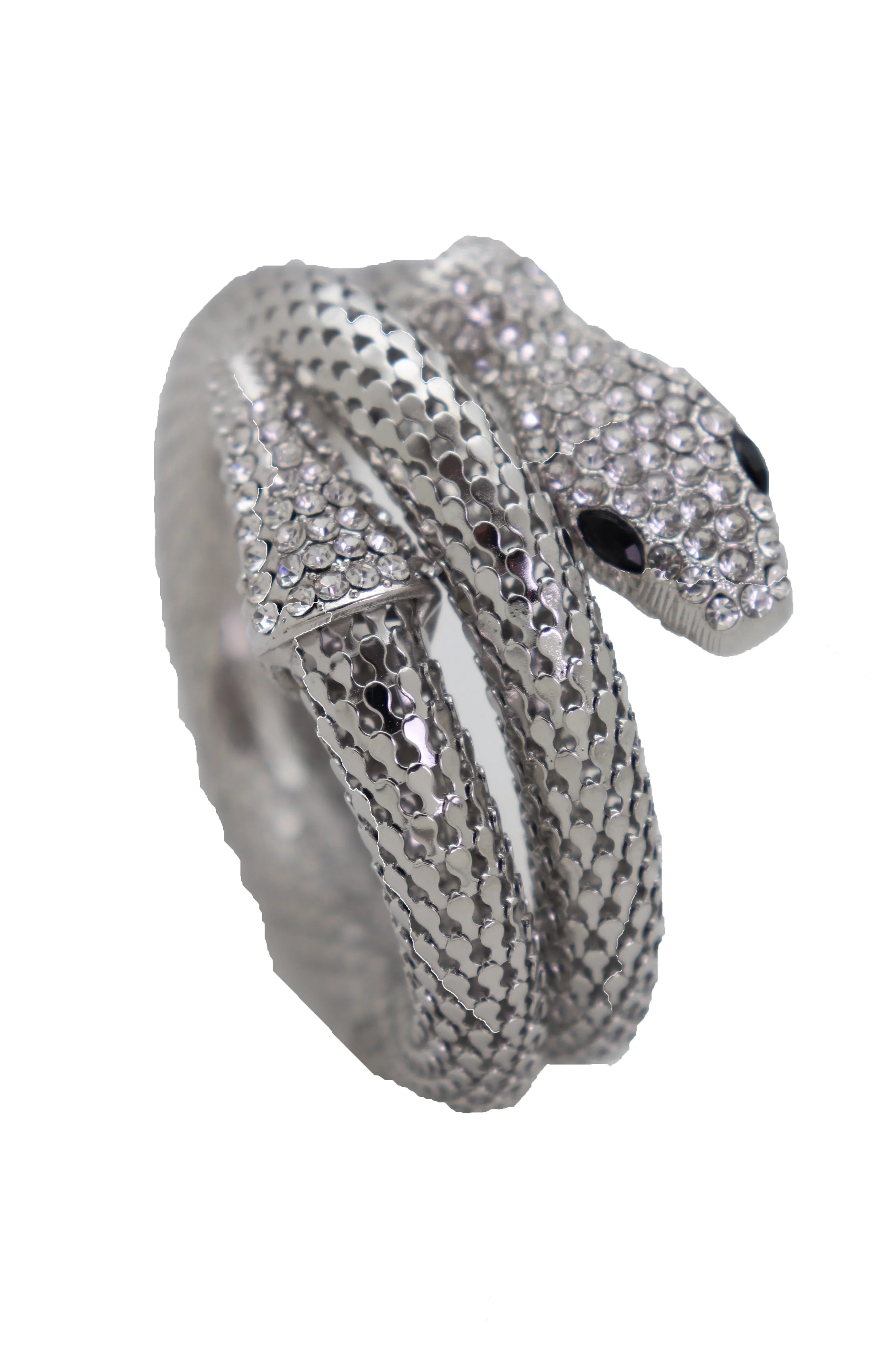 Wrist Bangle Bracelet Silver Color Metal Wrap Around Snake