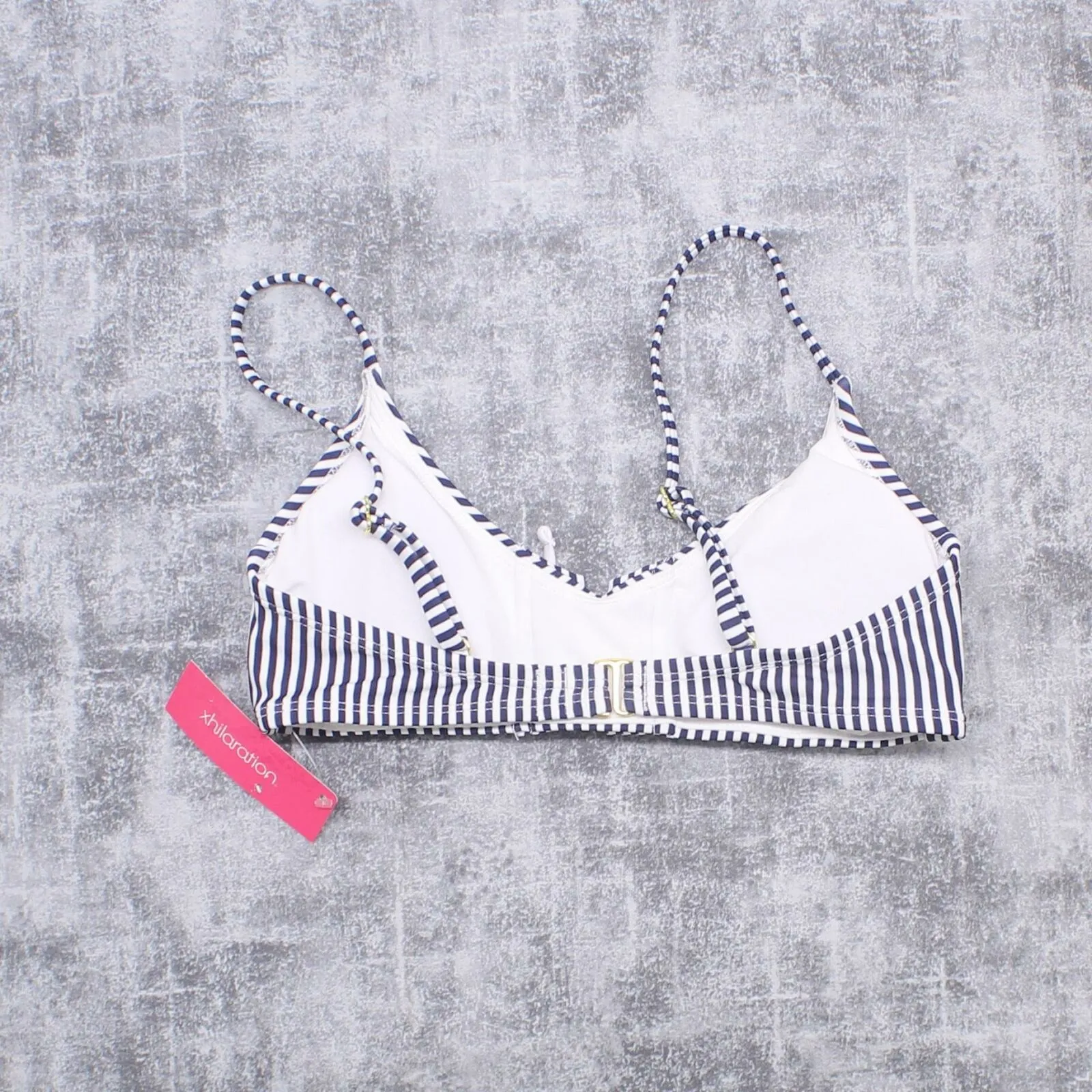 Xhilaration Women's Striped Lace Up Front Bralette Bikini Top