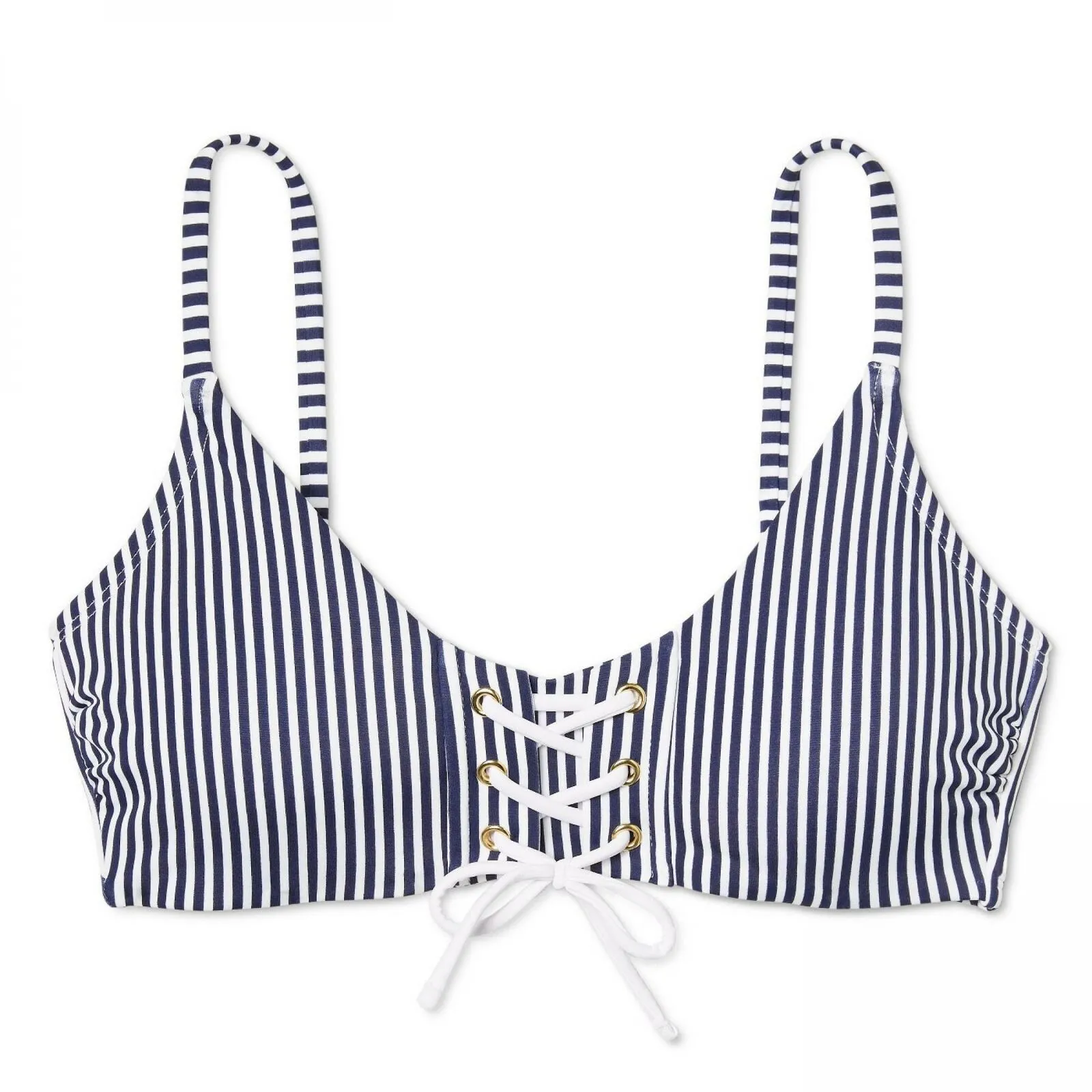 Xhilaration Women's Striped Lace Up Front Bralette Bikini Top