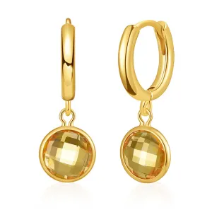 Yellow Crystal & 18K Gold-Plated Round Huggie Earrings