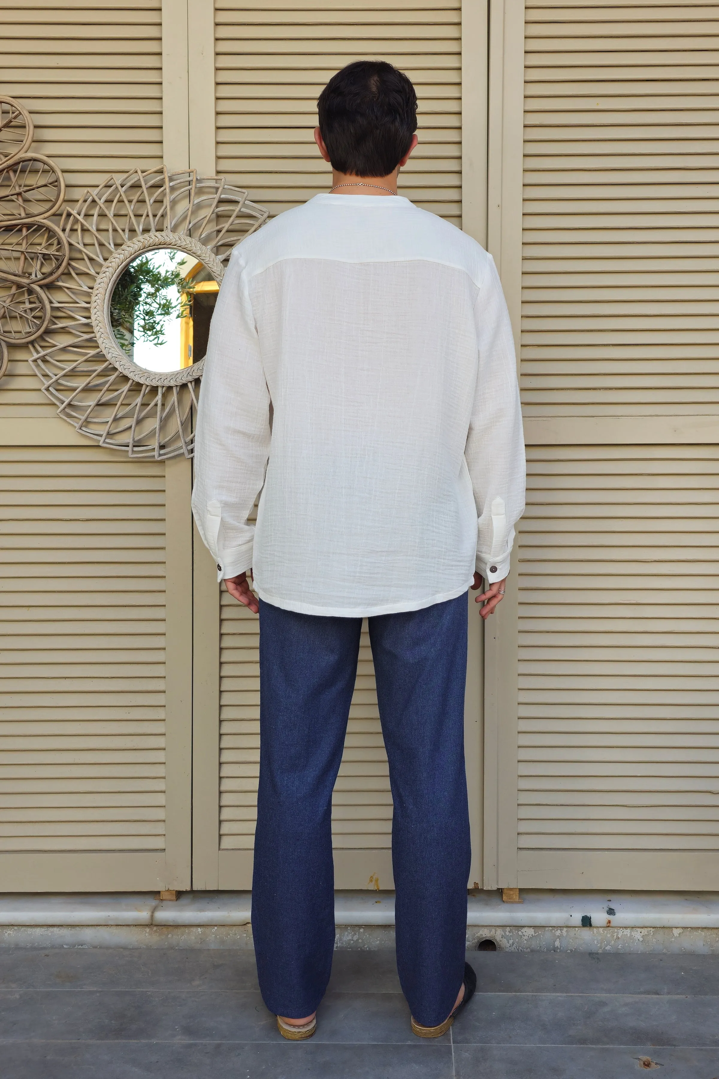 ZEUS Men's Double Gauze Shirt (White)