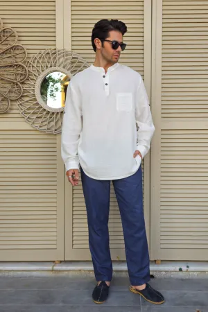 ZEUS Men's Double Gauze Shirt (White)