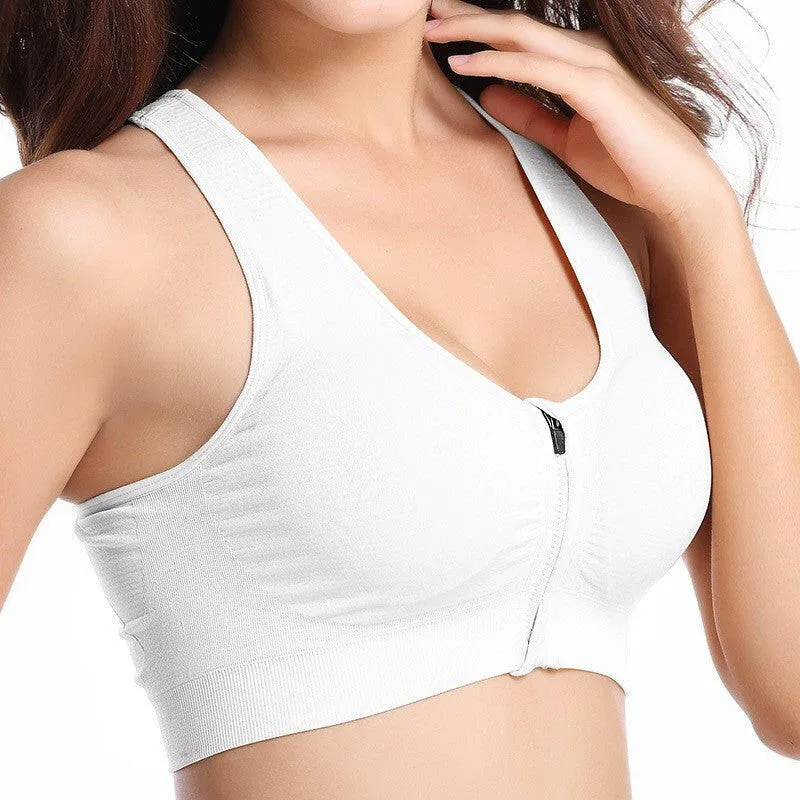 Zip-Up Fitness Sports Bra